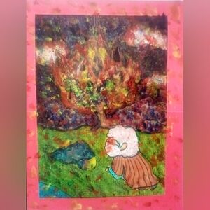 🎨Moses And The Burning Bush Watercolor Painting Art🖼